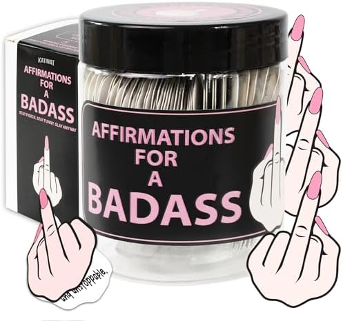 Badass Affirmation Jar - 60 Daily Badass Affirmation Cards, Middle Finger Gifts for Women Mothers Day Gifts for Mom Daughter Inspirational and Relaxation Gift for Her, Boss Lady, Besties, Friend by KATINAT
