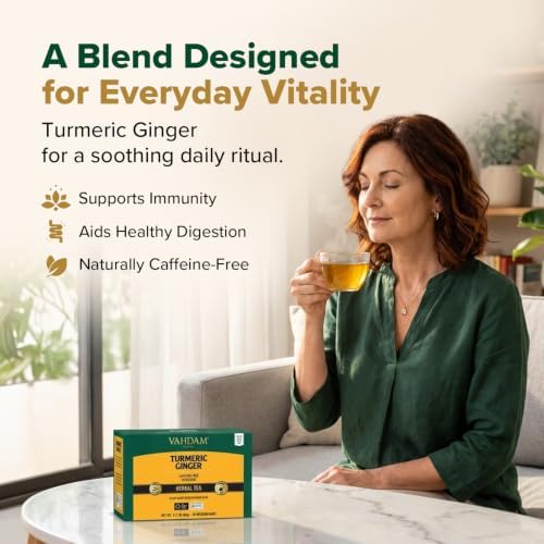VAHDAM, Turmeric Ginger Herbal Tea Bags (30 Pyramid Tea Bags) Caffeine Free, Non GMO, Gluten Free | 100% Pure Herbal Blend - Savory & Spicy | Individually Wrapped Pyramid Tea Bags | Direct from Source - Image 4