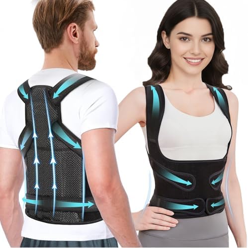 Posture Corrector for Women and Men, Adjustable Full Back Brace by Unknown
