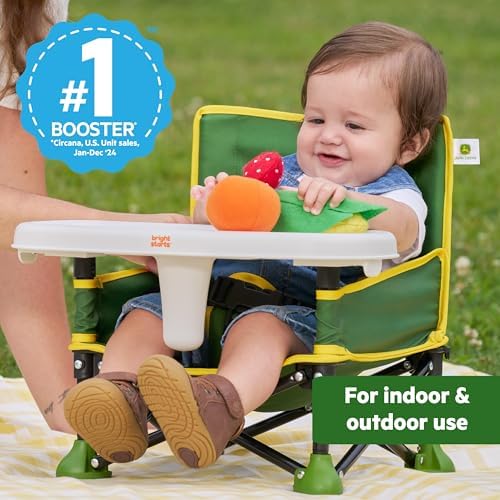 Bright Starts John Deere Pop 'N Sit Portable Booster Chair, Floor Seat, Indoor/Outdoor Use, Compact Fold, Green and Yellow, 6 Mos - 3 Yrs - Image 6