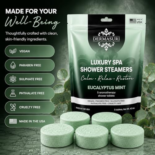 Dermasuri Shower Steamers Aromatherapy, Eucalyptus Mint Shower Tablets - Image 6