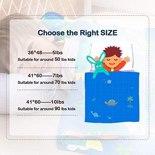 Sivio Cotton Weighted Blanket for Sleeping, 41"x60" 7 lbs, Blue Dinosaur - Image 5