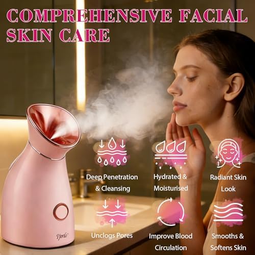 Pjordo Facial Steamer Spa Kit, 12 Skin Care Tools & 5 Jelly Mask Powder, Nano Ionic Steamer for Facial Deep Cleaning Unclog Pores Sinuses, Warm Mist Humidifier for Home SPA, Self Care Gifts for Women - Image 3
