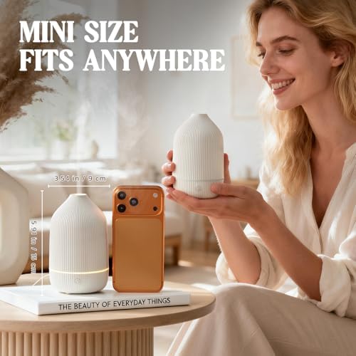 Essential Oil Diffuser, 2Pack, 100ml Aromatherapy Diffuser, Mini Ultrasonic Diffuser for Essential Oil, Home, Office, Cool Mist Humidifier with 7 Led Light, Auto Shut-Off, White - Image 2