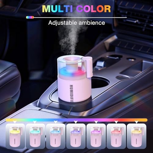 USB Mini Humidifier, Small Portable Desk Humidifier Cool Mist Personal Desktop Humidifiers for Cooling Home Office Car Travel Indoor (180ml, Pink) - Image 4