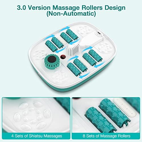 HOSPAN Collapsible Foot Spa with Heat, Bubble, Red Light, and Temperature Control, Foot Bath Massager with 8 Shiatsu Massage Rollers & 12 Essential Oil Rich Foot Bath Bombs Gift Set for Feet Stress Re - Image 5