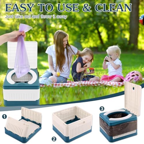 Fabulas Portable Potty for Toddler Travel, Foldable Travel Potty Training Toilet Seat for Kids Boys Girls, Emergency Mobile Toilet In Car for Camping Outdoor Indoor, with 30 Disposable Bags, Blue - Image 4