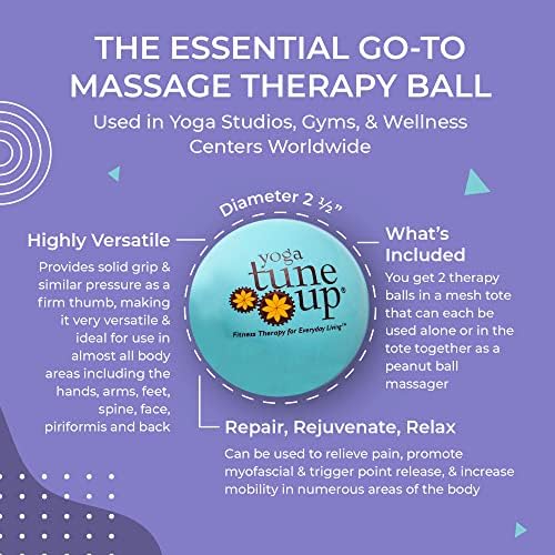 YOGA TUNE UP® Therapy Balls in Tote by Tune Up Fitness - Massage Balls for Trigger Point, Pressure Point & Myofascial Release - Use as Single or Peanut Ball for Pain Relief & Relaxation (Aqua Blue) - Image 3