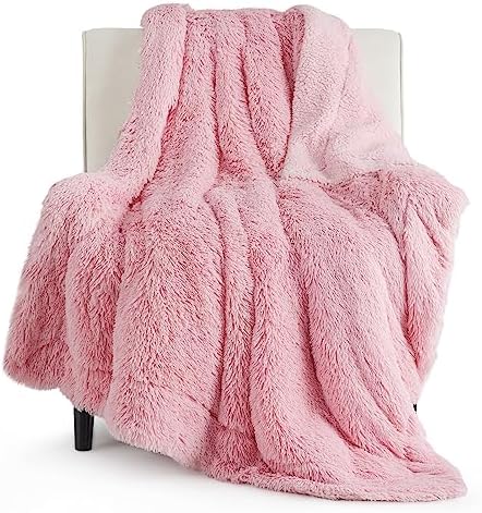 Bedsure Faux Fur Fluffy Sherpa Throw Blanket Couch Twin Pink 60"x80" by Unknown
