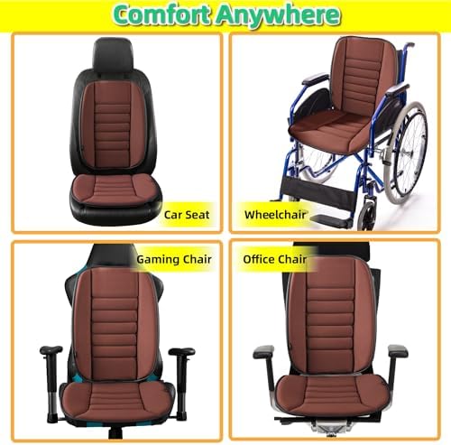 kingphenix Car Seat Cushion with Back Support Pillow, Memory Foam, Brown - Image 5
