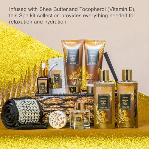 Spa Set for Women & Mens Gift, Relaxing Gifts for Men, Father's Day Gifts for Men Dad with 14PCS Charcoal & Cedar Scents Spa, Includes Bubble Bath, Shower Gel, Body Butter, Spa Kit for Mans Gift Set - Image 7