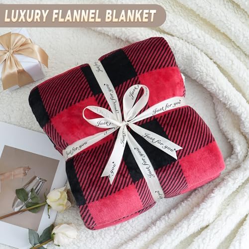 Gracelife Sherpa Fleece Throw Blanket for Couch, Fluffy Plush Warm Fuzzy Blanket for Women and Men, Cozy Thick Soft Twin Blanket for Bed (Red, 60"*80") - Image 7