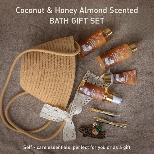 Spa Gift Set for Women, Happy Birthday Gifts for Mom Her Friend Sister Wife, Self Care Get Well Gifts with Coconut & Honey Almond Bath Set for Teengirls,Christmas Gift for Women - Image 2