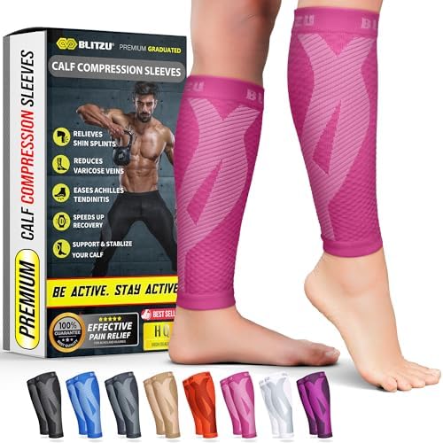 BLITZU Calf Compression Sleeves, Footless Compression Socks for Men & Women by BLITZU
