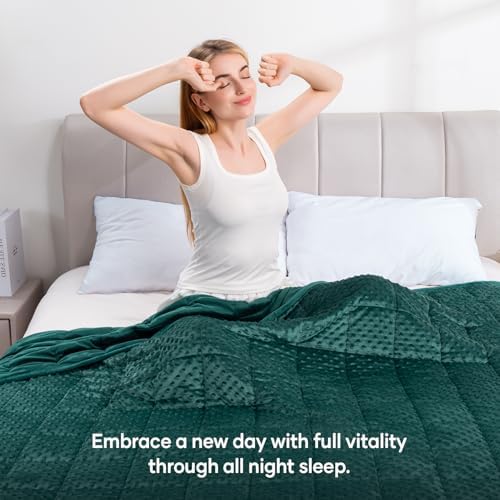 Wemore Weighted Blanket for Adults 25 lbs King Size 80"x87" Dark Green - Image 5
