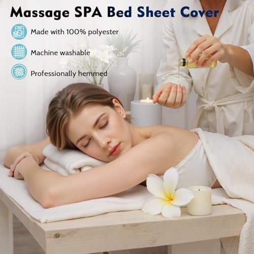 Massage Table Sheets Massage Table Topper Washable Massage Table Pad with Face Hole Polyester Fiber Lash Bed Foam Topper for Spa Salon Tattoo Home Estheticians Gift (White,Bed Not Included) - Image 6