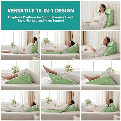 Bedluxe Wedge Pillow Set for After Surgery, Orthopedic Bed Wedge, Green - Image 2