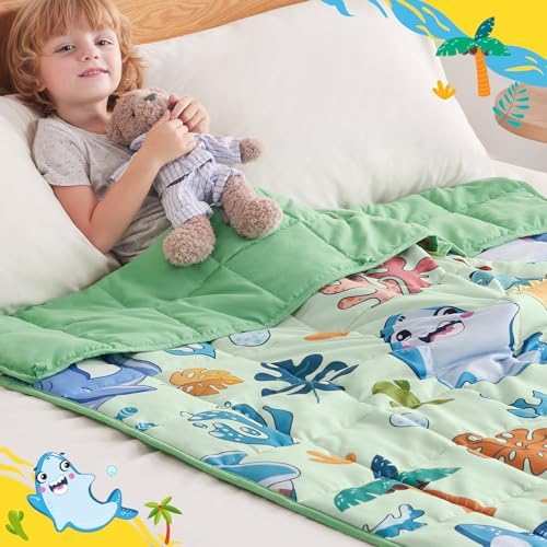 anfie Weighted Blanket (40"x60" 10lbs) Weighted Blanket Cooling Blanket for Resting,Throw Size Breathable Blanket with Premium Glass Bead(Green Shark) - Image 4