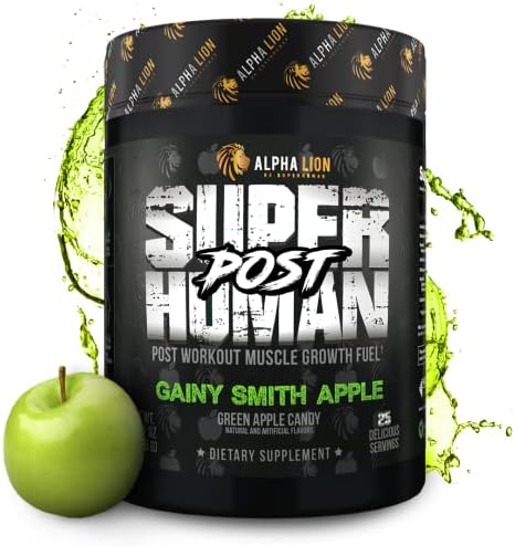 Alpha Lion Superhuman Post Workout Recovery, Muscle Builder Drink, Creatine Powder + More for Lean Muscle Growth, Strength & Volume, Supplement for Women & Men (25 Servings, Gainy Smith Apple) by AlphaLion