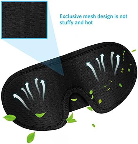 Sleep Mask, Super Soft 3D Contoured Cup Sleeping Mask, Upgraded 100% Blockout Light Sleep Masks for Women Men with Adjustable Strap, Comfortable Concave Molded Eye Covers for Sleeping, Black - Image 3