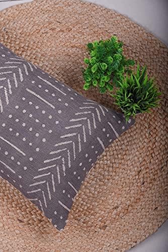 Trade Star Lumbar Pillow Shams Mudcloth Body Pillow Cases 100% Cotton Pillow Cover Boho Authentic Handloomed Tribal Farmhouse Home Décor (Grey Snow 12X24 INCHES) - Image 4