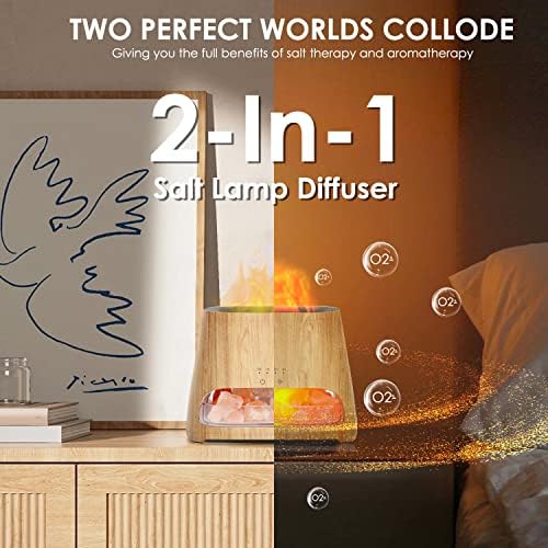 SALKING 2-in-1 Essential Oil Diffuser for Home & Himalayan Salt Lamp, 150ml - Image 3