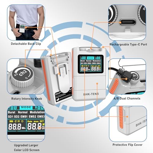 2025 TENS EMS Unit Muscle Stimulator for Back Pain Relief, Upgraded Color LCD TENS Machine for Chronic Pain, Muscle Relaxation, Home Use. with 8 Customizable Pulse Modes, 8 TENS Pads, 40 Intensitys - Image 3