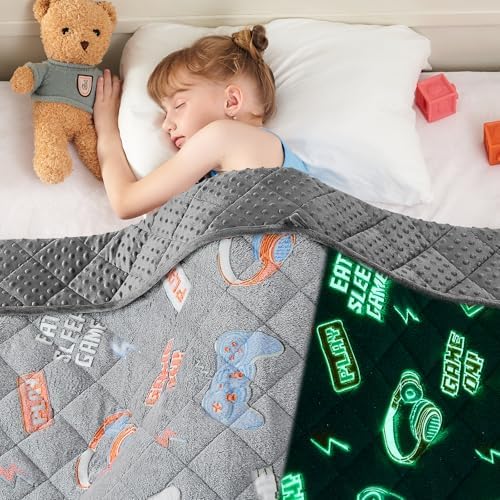 yescool Weighted Blanket 3 Pounds Weighted Lap Blanket, Glow in The Dark Gaming Heavy Blankets, Warm Minky Weighted Throw Blanket Gifts for 20-40lbs, 36"x48" by yescool