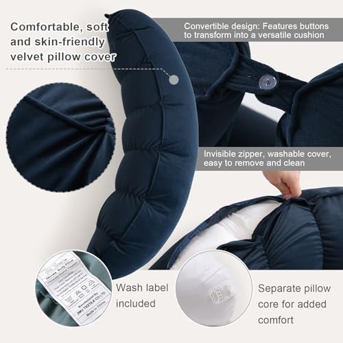 Peallow(Pat. Pend) – Long Round Body Pillow for Adults, Bolster Pillow for Sleeping, Soft and Supportive Pillow for Sleeping & Lumbar Support (Teal Blue, 29.5") - Image 4