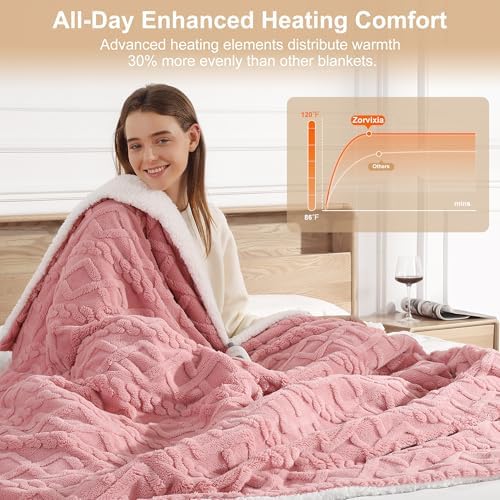Pink Heated Blanket Twin - 62"x84" Electric Blanket Twin Heating Blanket - Image 5