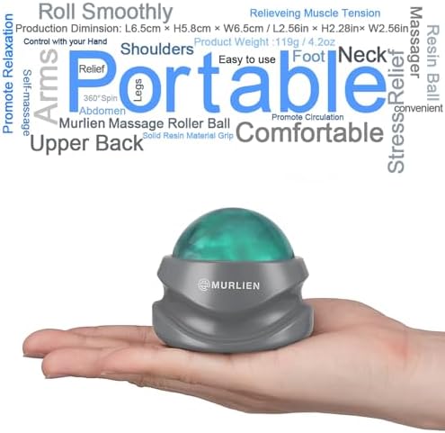 Massage Roller Ball, Tight and Sore Muscles Relief, Manual Massager, Alleviating Shoulder, Arms, Back, Legs, Calves or Muscle Tension - Green - Image 2