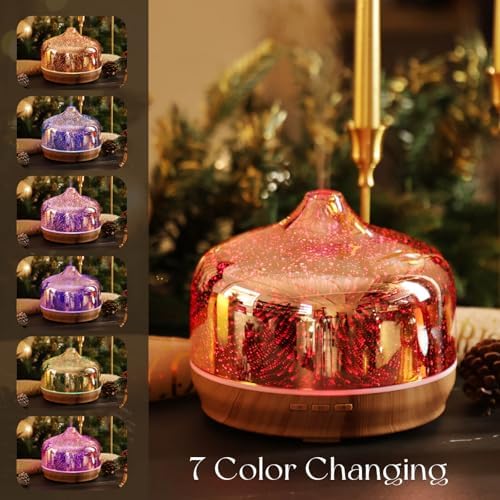 Porseme 500ml Glass Essential Oil Diffuser Aromatherapy Ultrasonic Cool Mist Humidifier 15-21 Running Hours Waterless Auto-Off Air Diffusers for Sleeping Yoga Working Spa(Rose Gold) - Image 2
