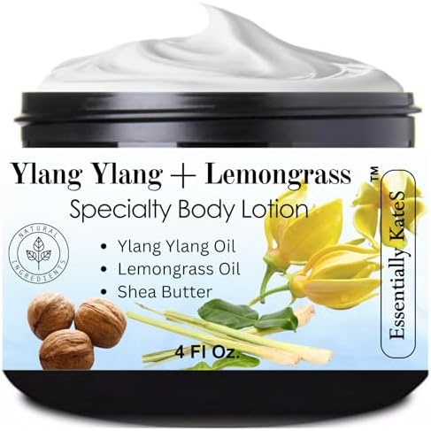 Essentially KateS Ylang Ylang + Lemongrass Specialty Cream Lotion 4 Fl Oz - enriched with Shea Butter and Ceramide 1, 3, and 6II - Combines intensive hydration with a revitalizing aromatic experience by EssentiallyKateS