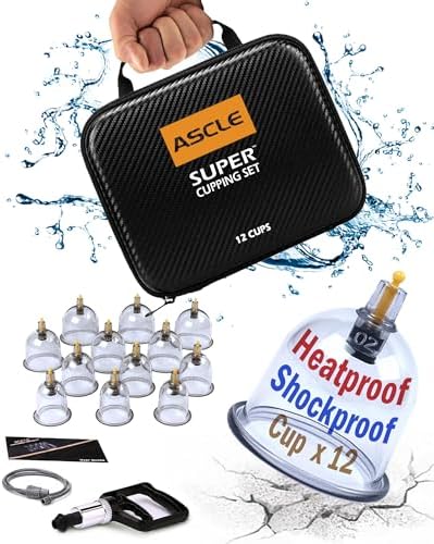 Super Cupping Set, Shockproof Heatproof Cups, Carrying Case (12-Cup) by ASCLE