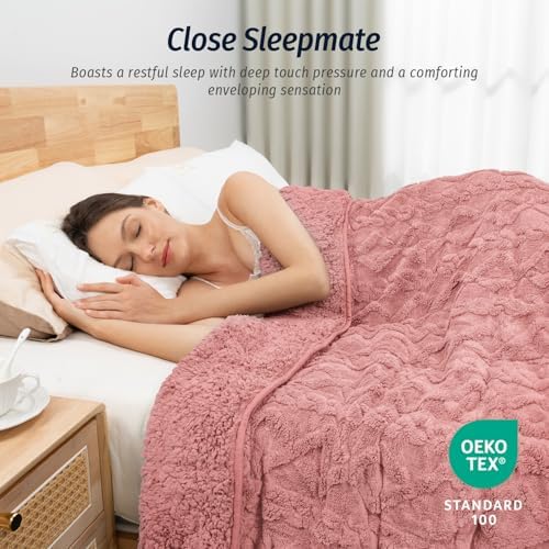 Wemore Weighted Blanket for Adults Twin Size 15 lbs 48" x 72" Apricot Pink - Image 3