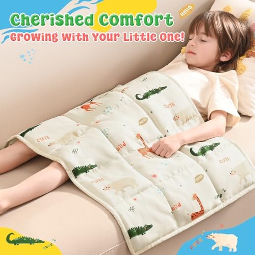 anfie Weighted Lap Pad 2 Pounds, Weighted Blanket(20"*30") Cooling Blanket for Resting,Weighted Throw Blanket for Travel Indoor Outdoor (Beige Animal) - Image 3