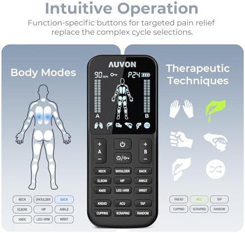AUVON 4-Output TENS Unit Muscle Stimulator, Preset Setting Human Part Modes - Image 3