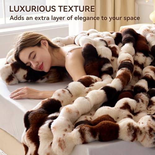 Anysay Faux Fur Throw Blanket, 1000GSM Fluffy Soft Bubble Blanket 60''*80'' - Image 7