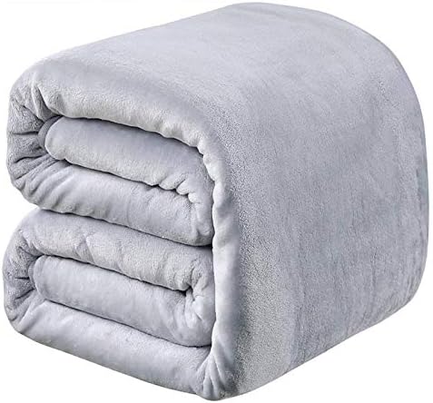 Polar Fleece Blankets Queen Size for The Bed Extra Soft Brush Fabric Super Warm Sofa Blanket 90" x 90"(Light Gray Queen) by RICHAVE