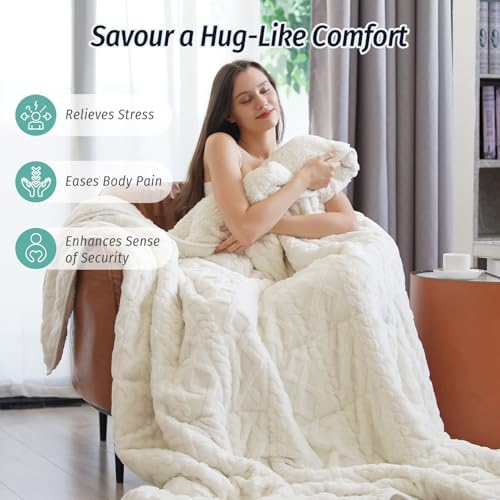 Wemore Weighted Blanket for Adults Twin Size 15 lbs 48" x 72" Cream White - Image 4
