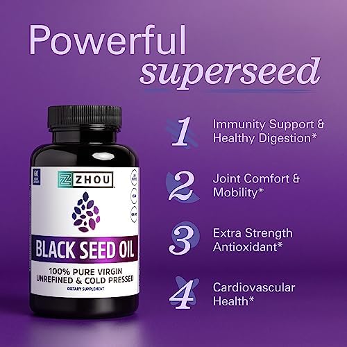 ZHOU Black Seed Oil Capsules - Nigella Sativa - 60 Capsules (Pack of 1) - Image 2
