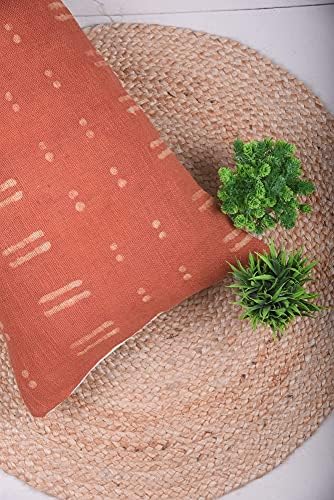 Trade Star 100% Cotton Lumbar Throw Pillow Cover Handloom Pillow Cases Modern Cushion Case Farmhouse Rustic Decor Decorative Authentic (Rust Blossom 14X36 INCHES) - Image 4