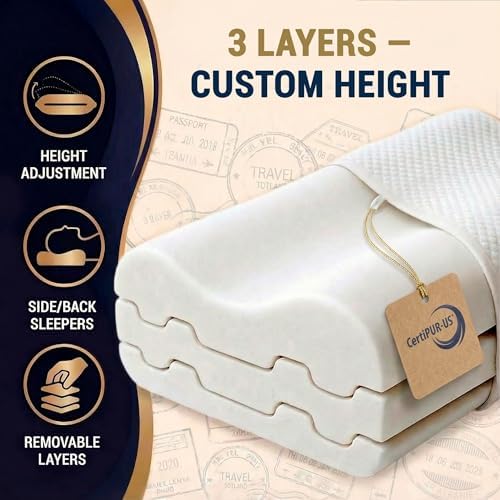 2-Pack Travel Memory Foam Pillow, Camping, Cervical for Pain, Contour, Pillow for Neck and Shoulder, Neck - Image 4