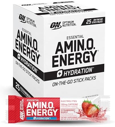 Optimum Nutrition Amino Energy Plus Focus Stick Packs Strawberry Burst 25Ct by OPTIMUMNUTRITION