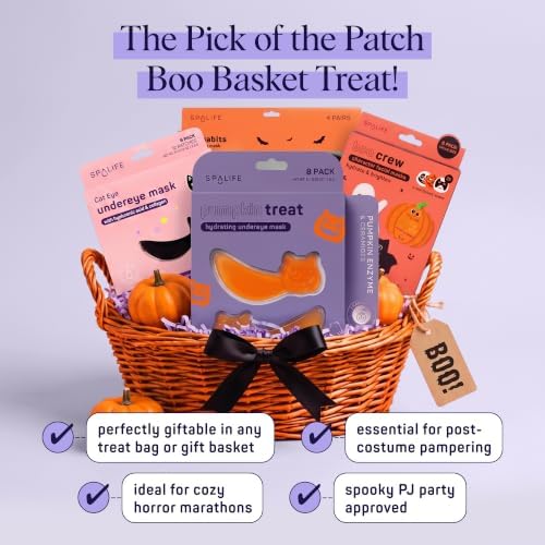 SpaLife Pumpkin Korean Under Eye Patches | Halloween Boo Basket Ideas | Hydrogel Eye Patch for Dark Circles | Halloween Gifts for Girlfriend | Pack of 6 Pairs (6 Undereye Treatments) - Image 7