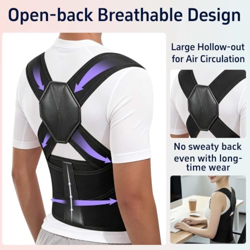 Posture Corrector for Women and Men Back Brace Upper Back Support Adjustable Breathable Shoulder Straightener Hunchback Correction Clavicle Back Pain Relief Comfortable Daily Wear Black Large - Image 4