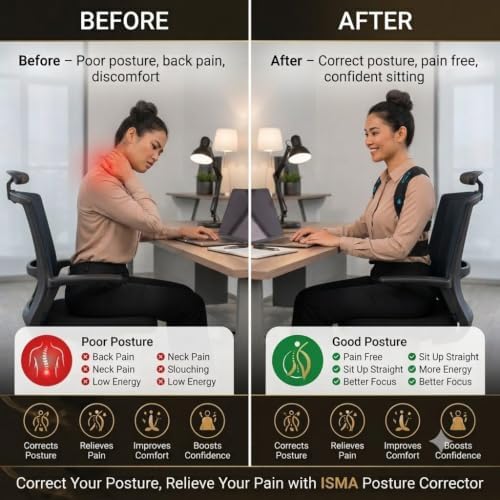 ISMA Posture Corrector for Women & Men, Adjustable Back Brace Posture Corrector, Upper Back & Shoulder Brace, Back Straightener for Better Posture, Breathable Clavicle Support for Everyday Wear - Image 5