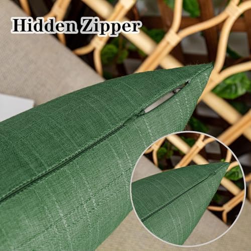 Kevin Textile Outdoor Waterproof 24”x24” Pillow Covers 2 Pack, Dark Green - Image 3