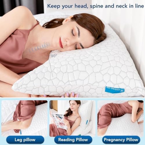 Side Sleeper Pillow for Side and Back Sleepers -Cooling Cervical Neck Pillows for Neck and Shoulder Pain Relief, Adjustable Shredded Memory Foam Pillows King Size Set of 2, Bed Pillow for Adults - Image 5
