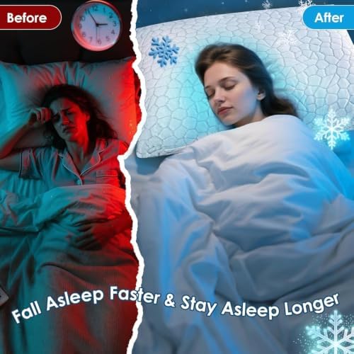 Cooling Pillows Queen Size Set of 2 Shredded Memory Foam Pillows for Side Back Stomach Sleepers, Two-Sided Cool Adjustable Firm or Soft Bed Pillow Luxury Gel Neck Pillow for Neck Shoulder Pain Relie - Image 4